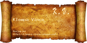 Klempa Vince névjegykártya